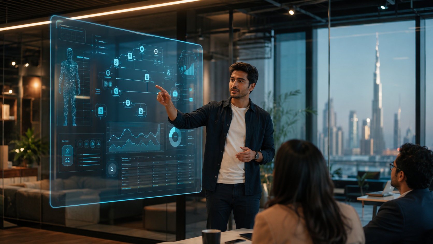 Healthtech AI founder presenting digital health platform